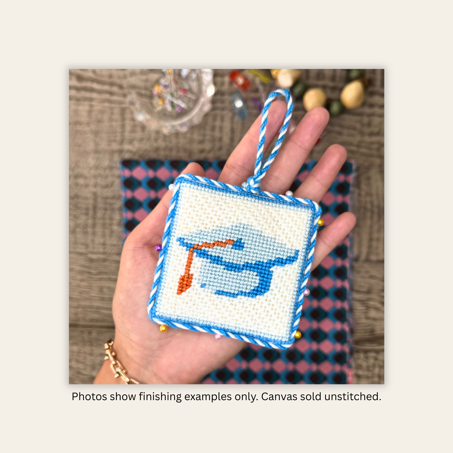 Columbia University Graduation Day - Stitch Painted Needlepoint Canvas