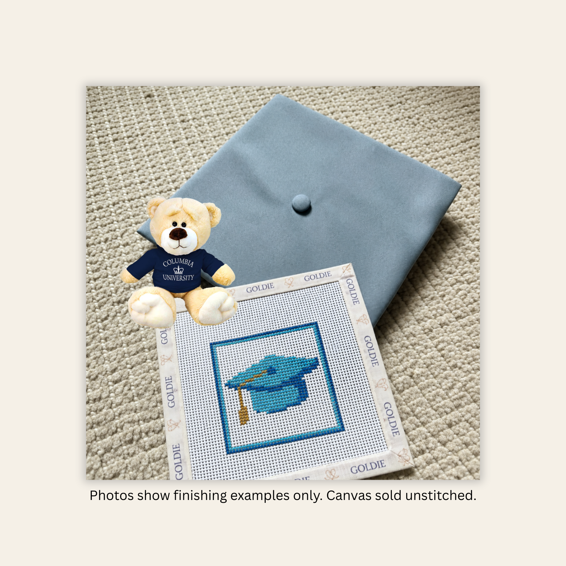 Columbia University Graduation Day - Stitch Painted Needlepoint Canvas