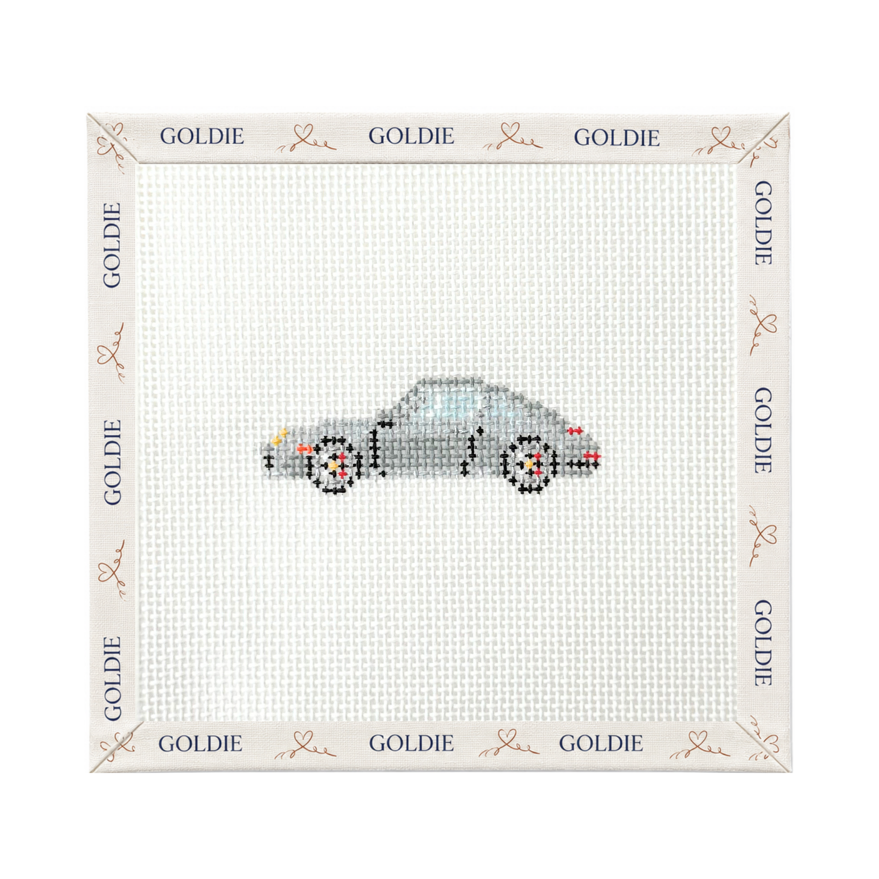 GT Silver Porsche 911 - Stitch Painted Needlepoint Canvas