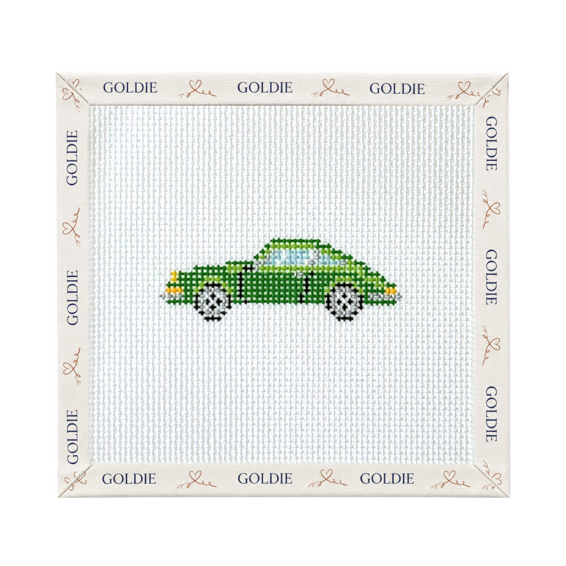 Vintage Green Porsche 911 - Stitch Painted Needlepoint Canvas