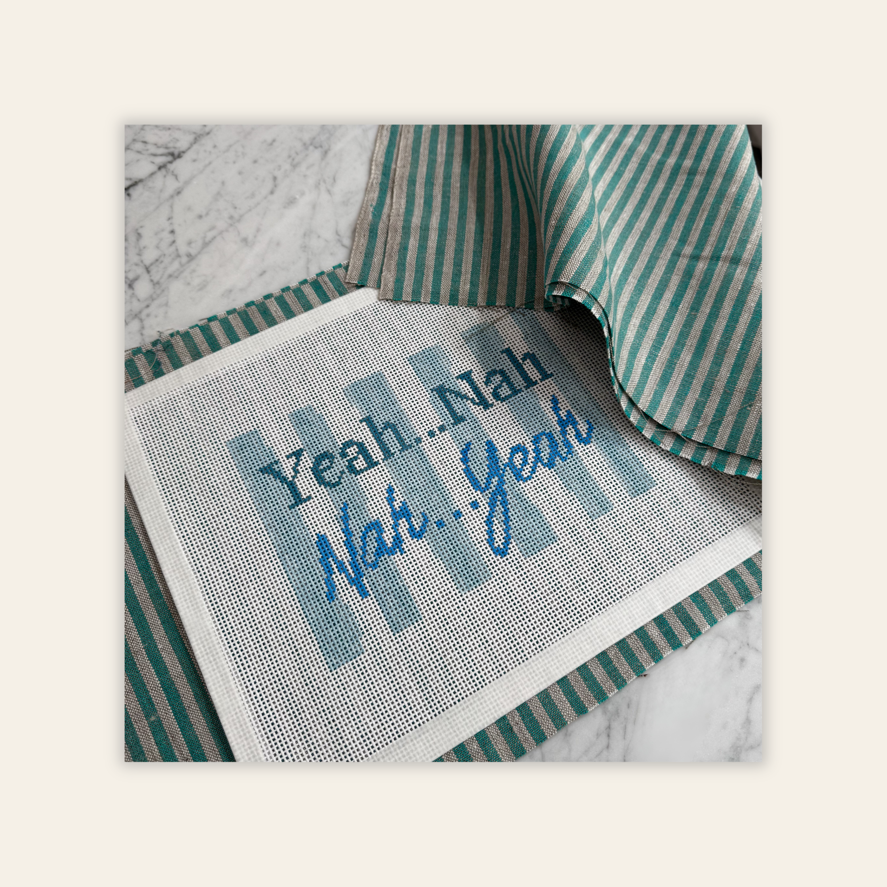 NYC Yeah Nah - Stitch Painted Needlepoint Canvas