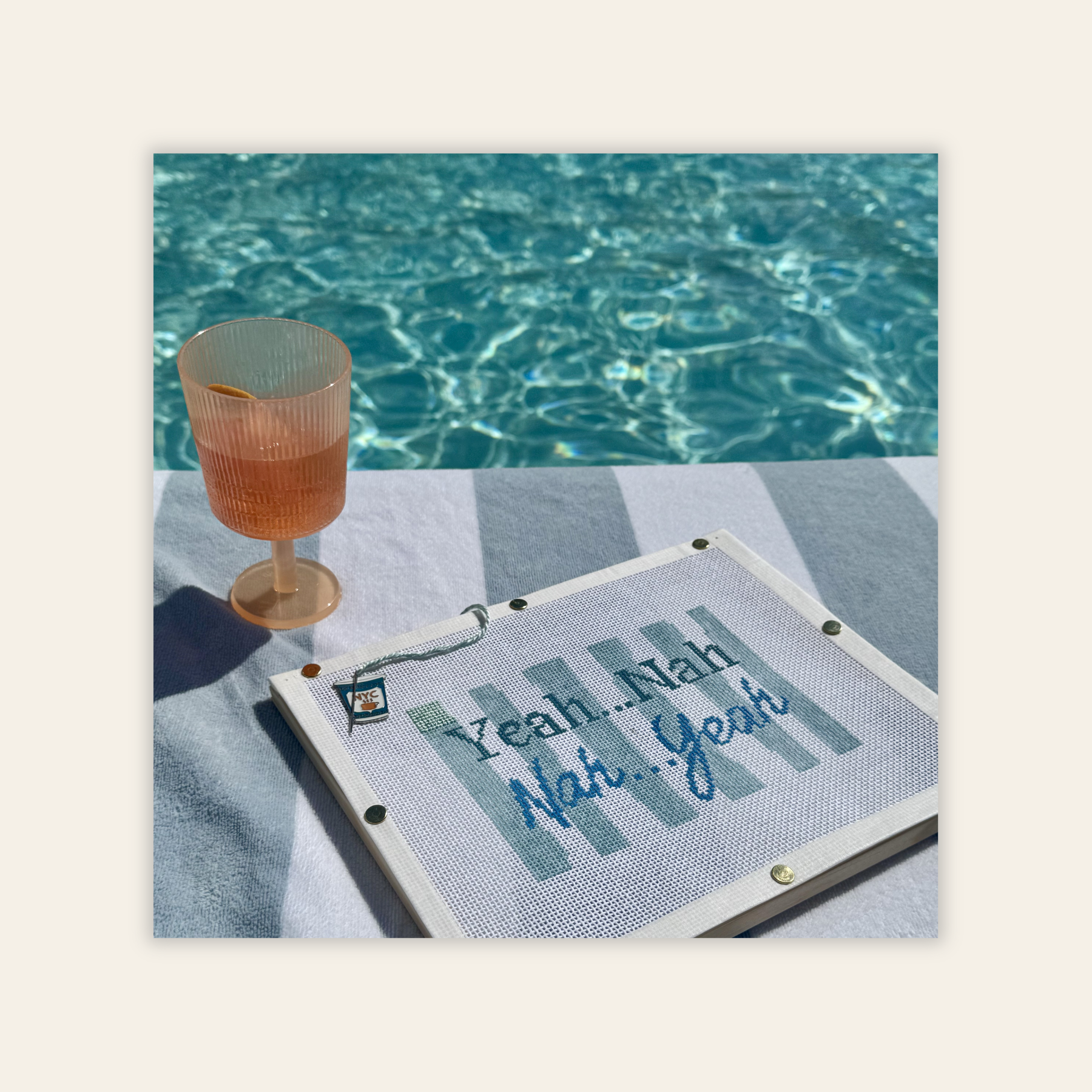NYC Yeah Nah - Stitch Painted Needlepoint Canvas