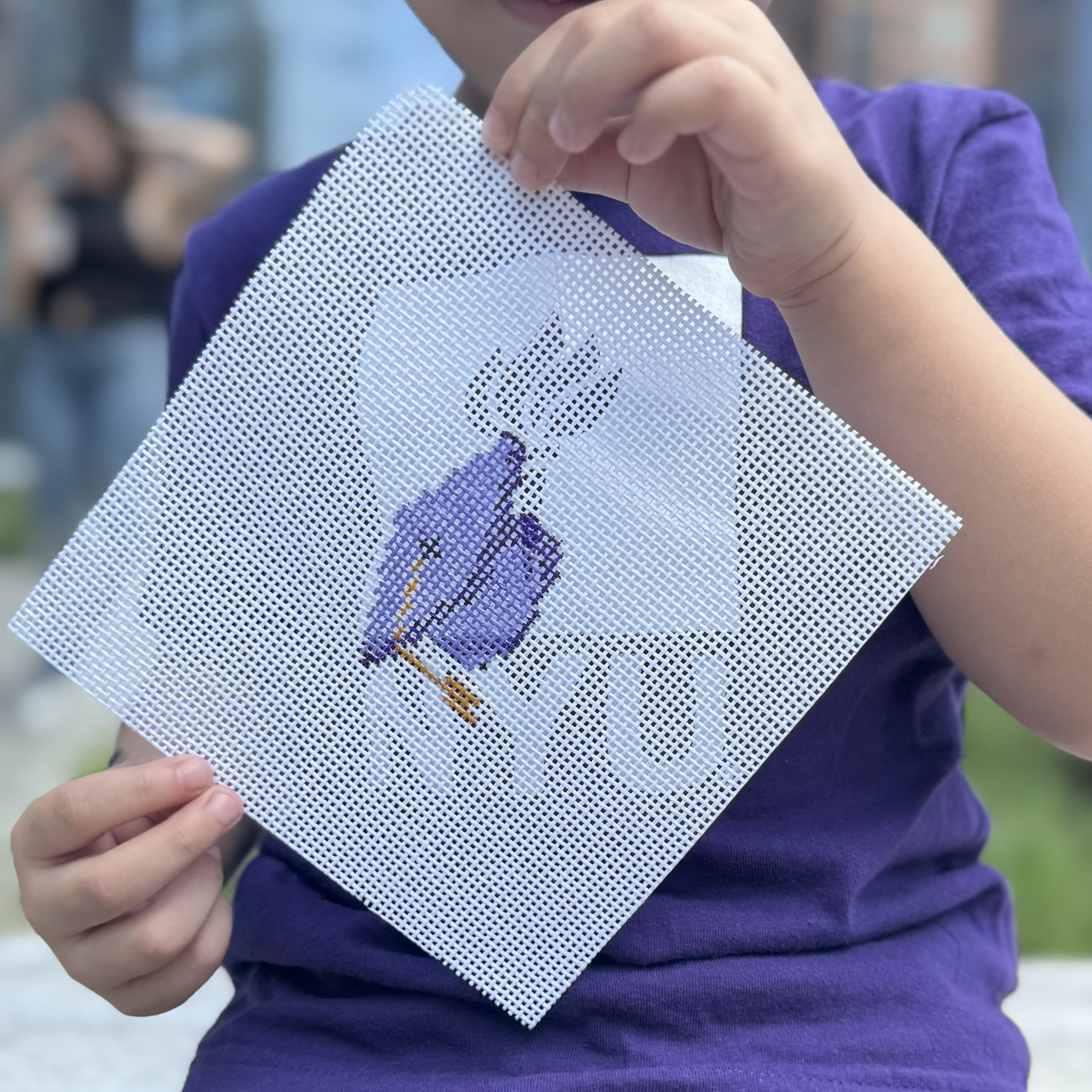 NYU Graduation Day - Stitch Painted Needlepoint Canvas