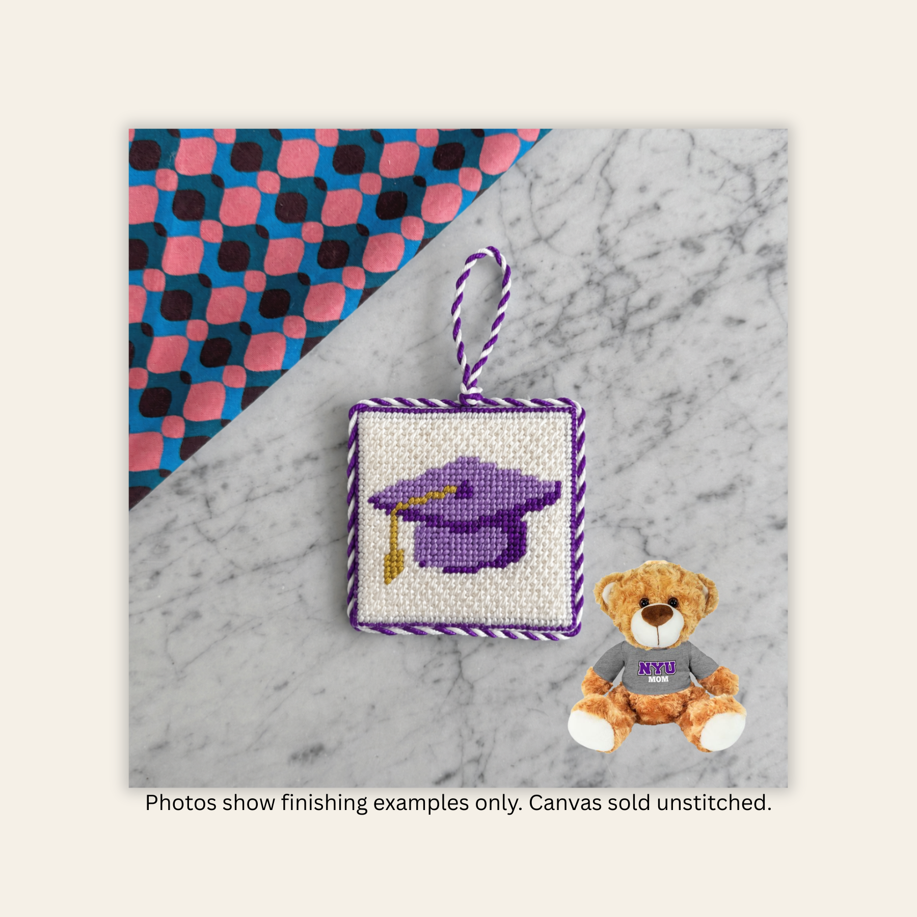 NYU Graduation Day - Stitch Painted Needlepoint Canvas